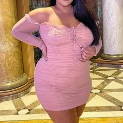 Fashion Nova Maura Mesh Dress - Mauve -Fashion Nova Dresses Shop MauraMeshDress Mauve MER PLUS