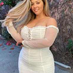 Fashion Nova Maura Mesh Dress - White -Fashion Nova Dresses Shop MauraMeshDress White 5 MER plus