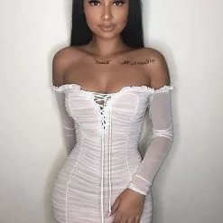 Fashion Nova Maura Mesh Dress - White -Fashion Nova Dresses Shop Maura Mesh Dress White MH