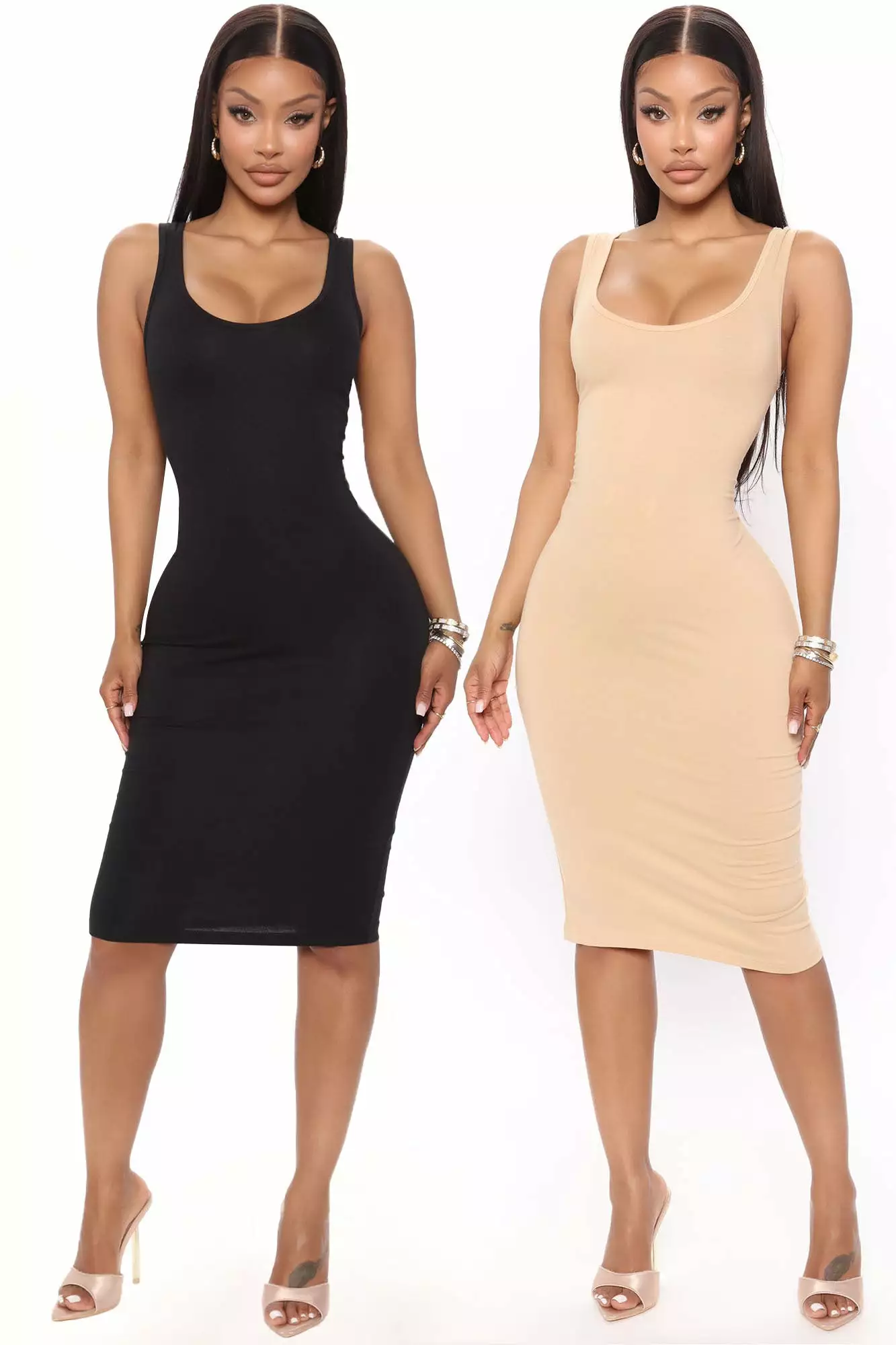 Fashion Nova Maya 2 Pack Midi Dress - Taupe/combo 3 Fashion Nova Maya 2 Pack Midi Dress - Taupe/combo