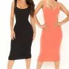 Fashion Nova Maya 2 Pack Midi Dress - Orange/combo -Fashion Nova Dresses Shop Maya 2Pack MidiDress Orangecombo 3406 WG