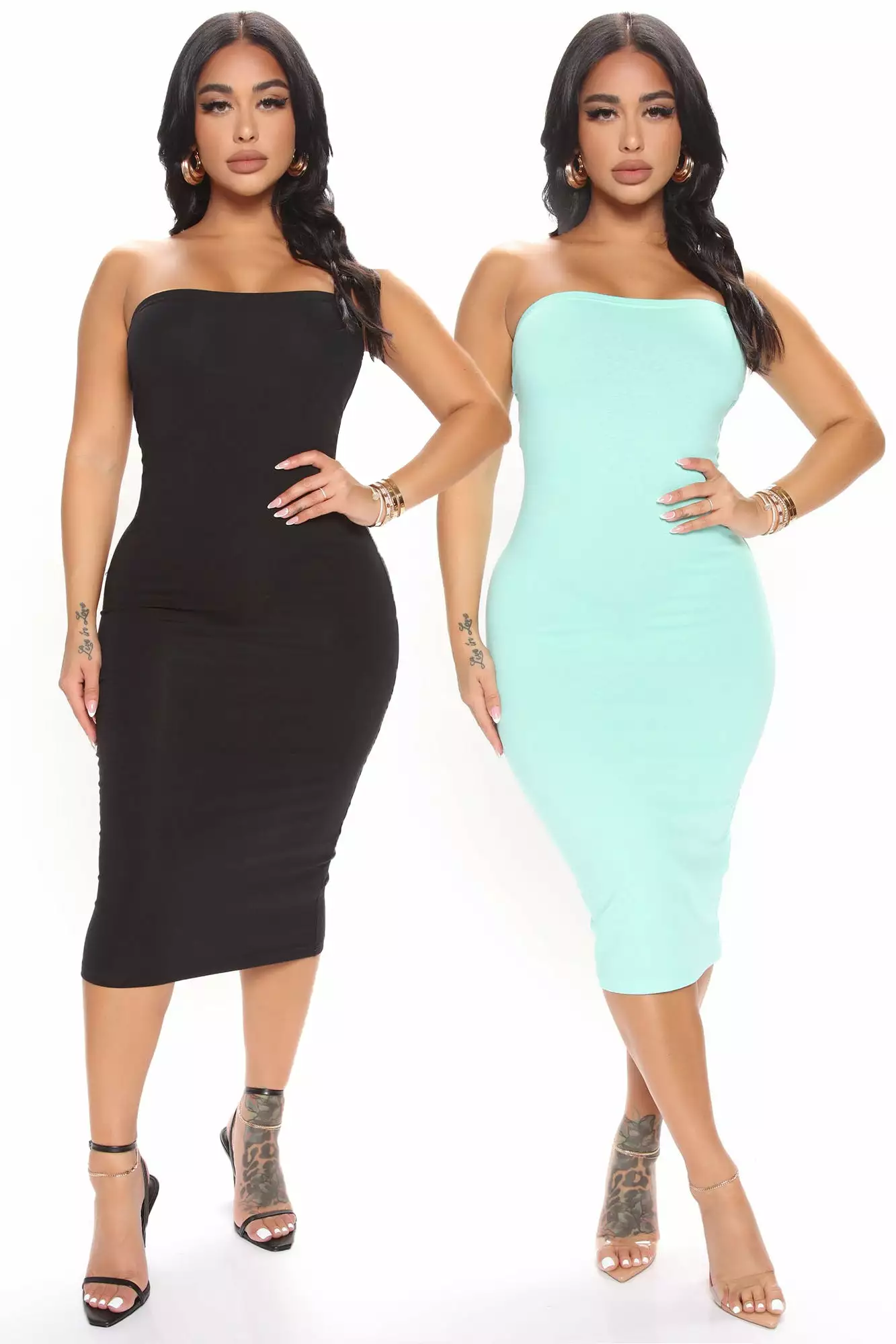Fashion Nova Mia 2 Pack Midi Dress - Aqua/Combo 3 Fashion Nova Mia 2 Pack Midi Dress - Aqua/Combo