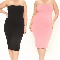 Fashion Nova Mia 2 Pack Midi Dress - Pink/combo -Fashion Nova Dresses Shop Mia 2Pack MidiDress Pinkcombo PLUS 5265 WG