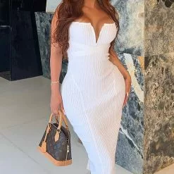 Fashion Nova Misty Bandage Midi Dress - White