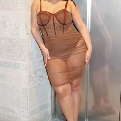 Fashion Nova Mixed Drinks Mixed Feelings Mini Dress - Chocolate -Fashion Nova Dresses Shop MixedDrinksMixedFeelingsMiniDress Chocolate MER PLUS