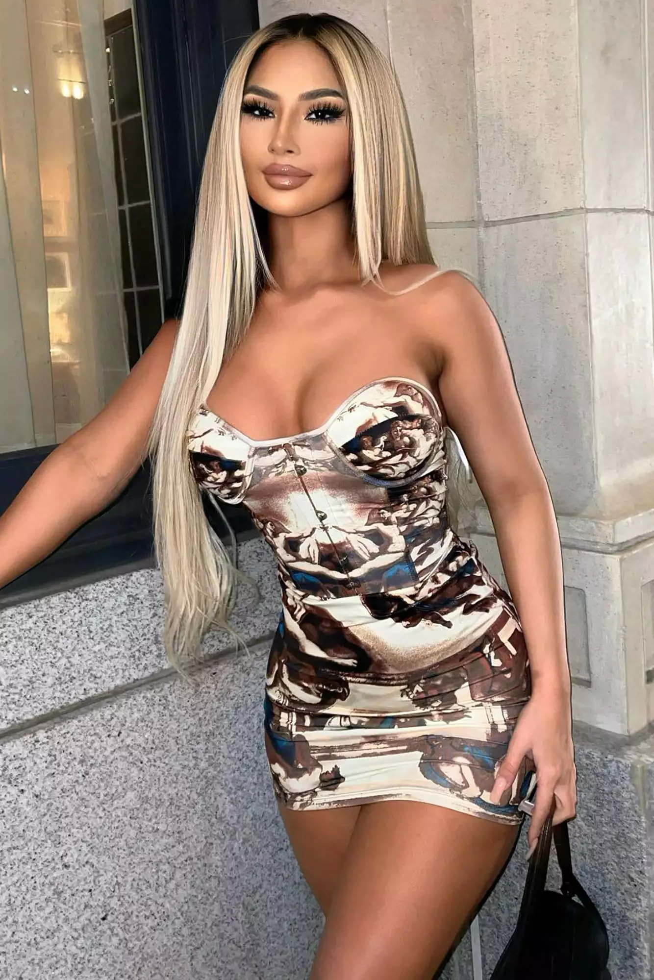 Fashion Nova My Angel Baby Printed Mini Dress - Brown/combo 5 Fashion Nova My Angel Baby Printed Mini Dress - Brown/combo - Image 3
