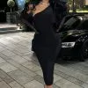 Fashion Nova My Man And Me Ruched Midi Dress - Black -Fashion Nova Dresses Shop MyManAndMeRuchedMidiDress Black MER
