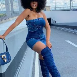 Fashion Nova My Mixed Feelings Denim Mini Dress - Medium Wash