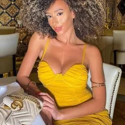 Fashion Nova Need You In My Life Ruched Midi Dress - Mustard -Fashion Nova Dresses Shop NeedYouInMyLifeRuchedMidiDress Mustard 3 MER