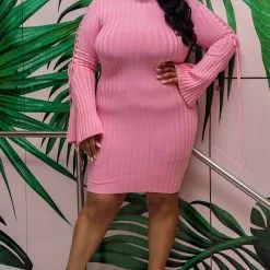 Fashion Nova Next To Me Knit Dress - Pink -Fashion Nova Dresses Shop NextToMeKnitDress Pink MER PLUS 2