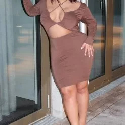 Fashion Nova Night Plans Mini Dress - Brown -Fashion Nova Dresses Shop NightPlansMiniDress Brown MER PLUS
