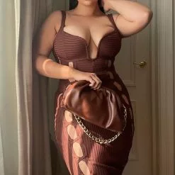 Fashion Nova No Cuts Given Bandage Midi Dress - Brown -Fashion Nova Dresses Shop NoCutsGivenBandageMidiDress Brown MER PLUS