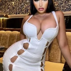 Fashion Nova No Cuts Given Bandage Midi Dress - White -Fashion Nova Dresses Shop NoCutsGivenBandageMidiDress White MER 2