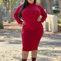 Fashion Nova Not Over You Yet Sweater Dress - Red -Fashion Nova Dresses Shop NotOverYouYetSweaterDress Red MER CURVE