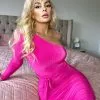 Fashion Nova Of High Importance Ruched Midi Dress - Hot Pink -Fashion Nova Dresses Shop OfHighImportanceRuchedMidiDress HotPink MER