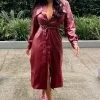 Fashion Nova On My Side Midi Dress - Burgundy -Fashion Nova Dresses Shop OnMySideMidiDress Burgundy