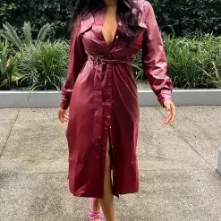 Fashion Nova On My Side Midi Dress - Burgundy