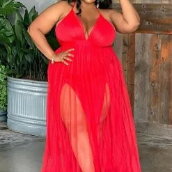 Fashion Nova On The Runway Maxi Dress - Red -Fashion Nova Dresses Shop OnTheRunwayMaxiDress Red MER PLUS