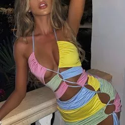Fashion Nova On Top Of It Cut Out Mini Dress - Multi Color
