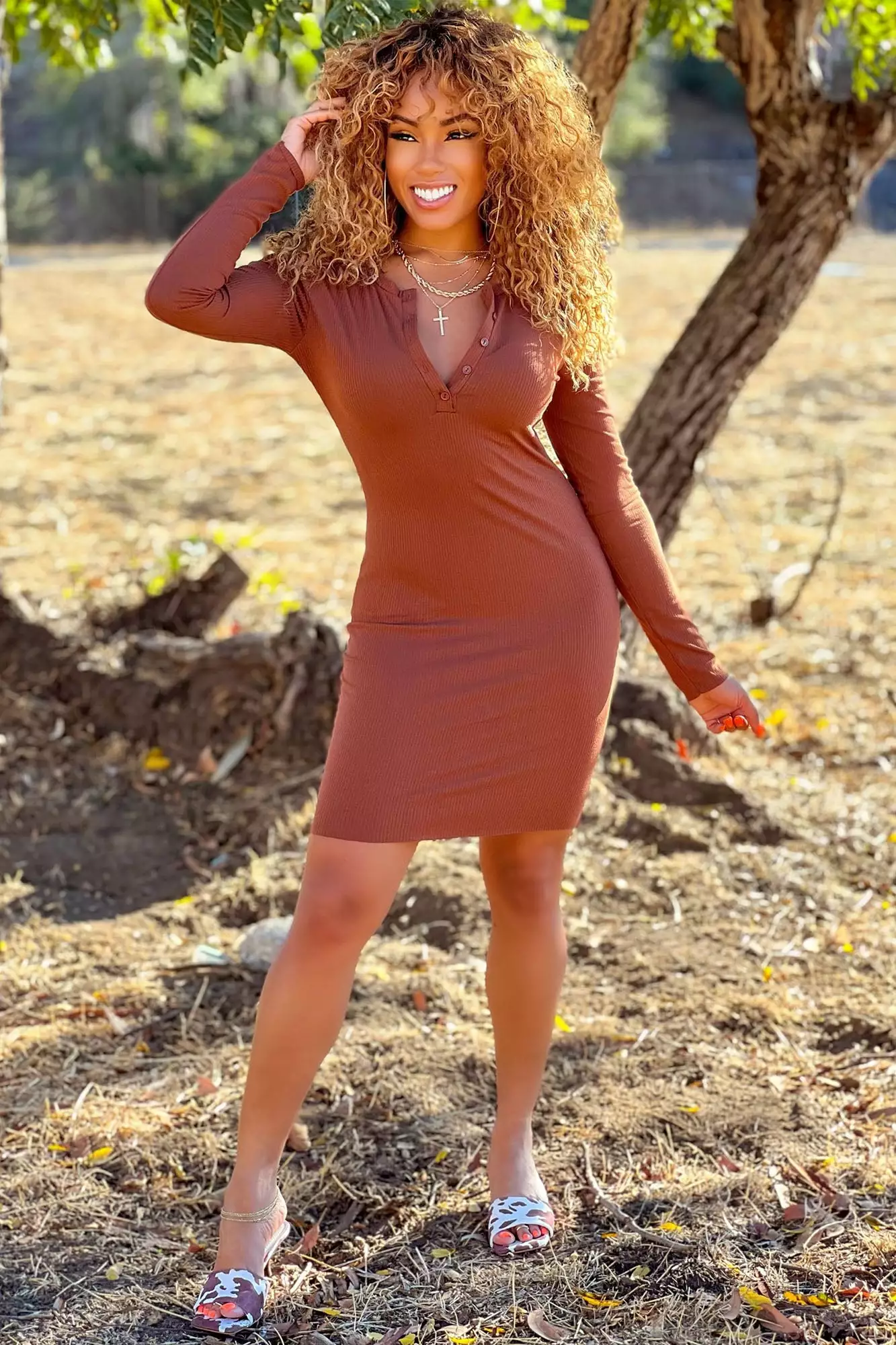Fashion Nova Only Me Ribbed Mini Dress - Chocolate 4 Fashion Nova Only Me Ribbed Mini Dress - Chocolate - Image 2