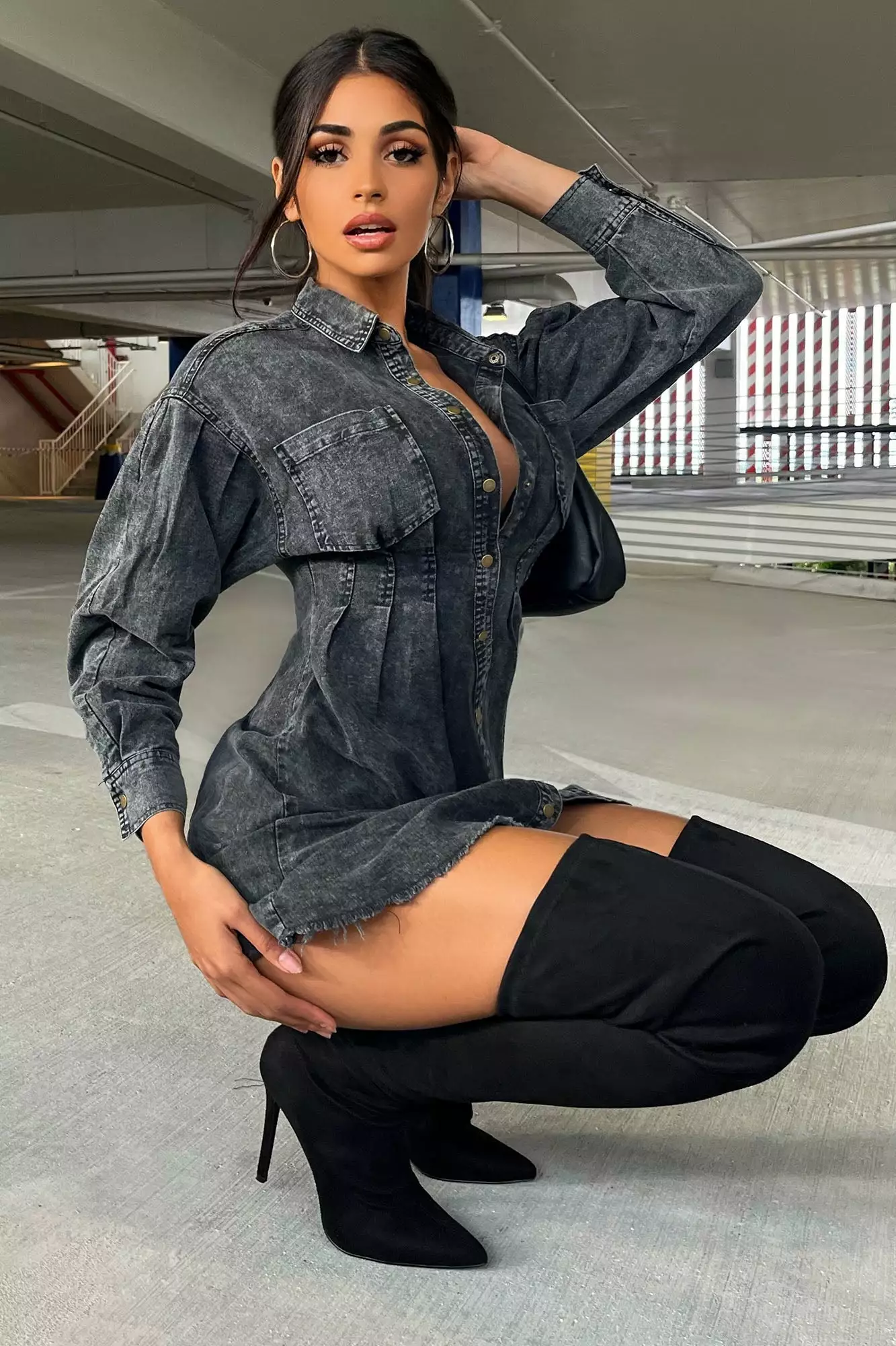 Fashion Nova Overcast Denim Mini Dress - Black 3 Fashion Nova Overcast Denim Mini Dress - Black