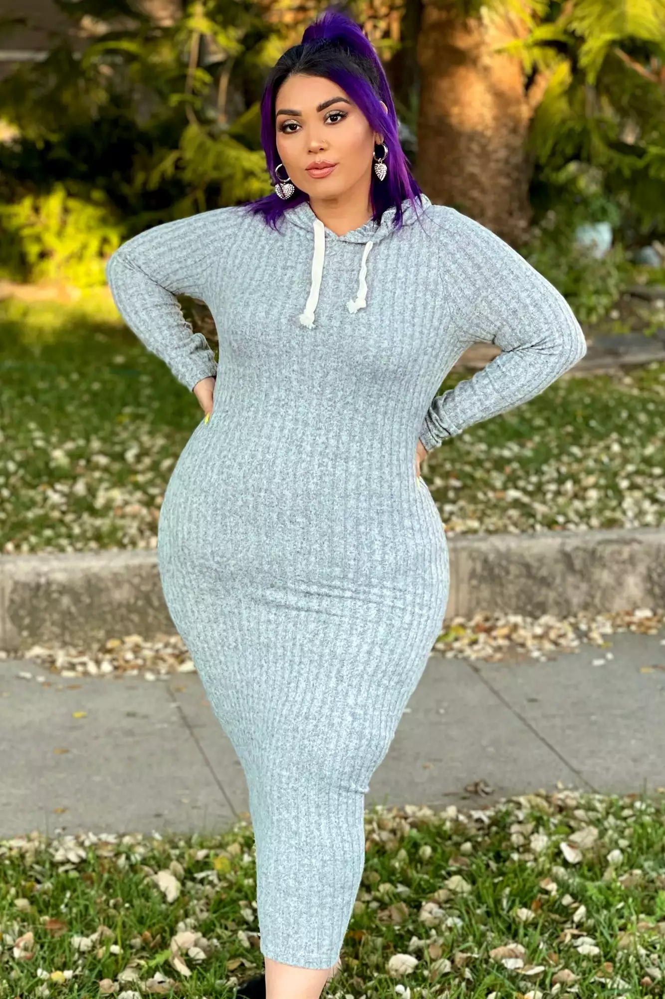 Fashion Nova Play By Play Hoodie Dress - Heather Grey 9 Fashion Nova Play By Play Hoodie Dress - Heather Grey - Image 7