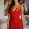 Fashion Nova Playful Night Bandage Mini Dress - Red