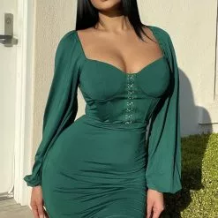 Fashion Nova Posh Baby Mini Dress - Emerald