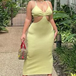 Fashion Nova Pure Charm Sweater Maxi Dress - Yellow -Fashion Nova Dresses Shop PureCharmSweaterMaxiDress Yellow MER PLUS