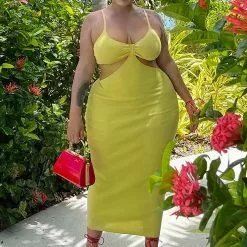 Fashion Nova Pure Charm Sweater Maxi Dress - Yellow -Fashion Nova Dresses Shop PureCharmSweaterMaxiDress Yellow MER PLUS 2
