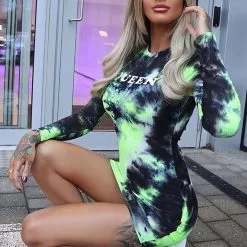 Fashion Nova Dresses Shop -Fashion Nova Dresses Shop QueenTieDyeMiniDress Greencombo MER