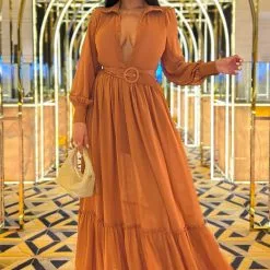 Fashion Nova Rich In Love Maxi Dress - Rust -Fashion Nova Dresses Shop RichInLoveMaxiDress Rust MER 2