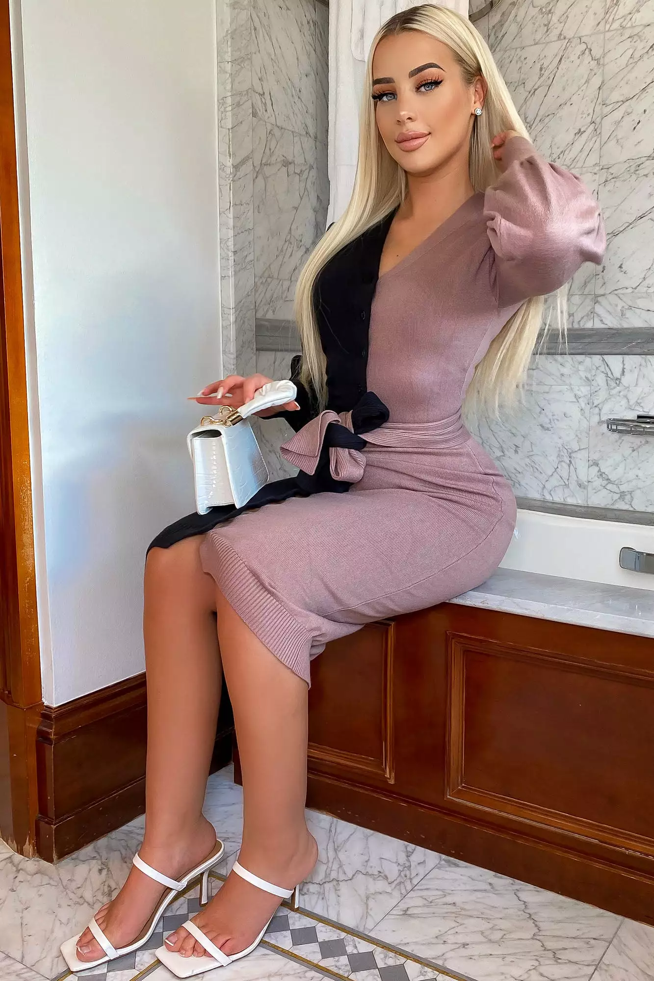 Fashion Nova Rosalee Sweater Midi Dress - Black/combo 4 Fashion Nova Rosalee Sweater Midi Dress - Black/combo - Image 2