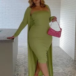 Fashion Nova Satisfied Ribbed Maxi Dress Set - Green -Fashion Nova Dresses Shop SatisfiedRibbedMaxiDressSet Green MER PLUS d838ca4b ae5a 4ced 856f 25408a934cc7