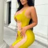 Fashion Nova Seleste Bandage Mini Dress - Chartreuse