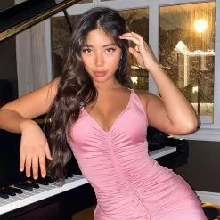 Fashion Nova Shanghai Ruched Dress - Pink -Fashion Nova Dresses Shop ShanghaiRuchedDress Pink MER