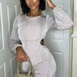 Fashion Nova Shannel Slinky Mini Dress - Sand -Fashion Nova Dresses Shop ShannelSlinkyMiniDress Sand MER