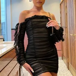 Fashion Nova Sincerely Yours Ruched Mini Dress - Black/combo