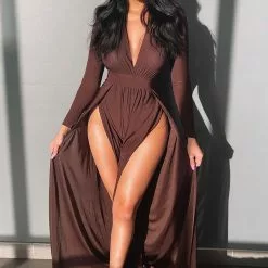 Fashion Nova Spree Dress - Brown