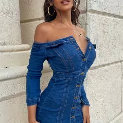 Fashion Nova Start Your Engines Denim Dress - Medium Wash