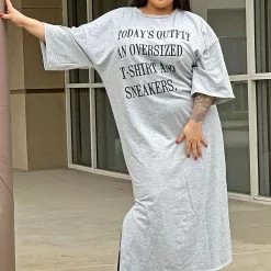 Fashion Nova Stating Facts T Shirt Dress - Grey -Fashion Nova Dresses Shop StatingFactsTShirtDress Grey MER CURVE