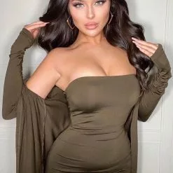 Fashion Nova Still Fallin' For Him Dress Set - Olive