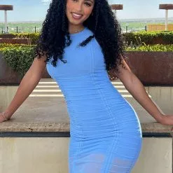 Fashion Nova Sweet Attitude Ruched Mesh Mini Dress - Blue -Fashion Nova Dresses Shop SweetAttitudeRuchedMeshMiniDress Blue MER 4fb80360 3f0e 4c5f bde4 1c991f739957
