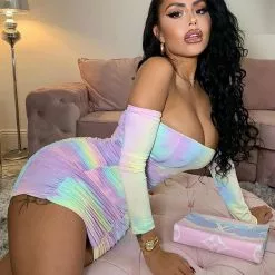 Fashion Nova Sweet Dreaming Tie Dye Mini Dress - Multi Color