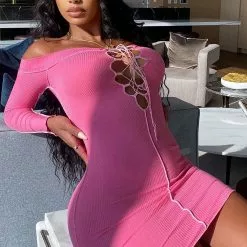 Fashion Nova Sweet Girl Lace Up Mini Dress - Hot Pink