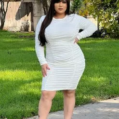 Fashion Nova Take Your Man Ruched Dress - White -Fashion Nova Dresses Shop TakeYourManRuchedDress White MER CURVEc