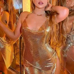 Fashion Nova That's All Me Chainmail Mini Dress - Gold -Fashion Nova Dresses Shop That sAllMeChainmailMiniDress Gold MER2