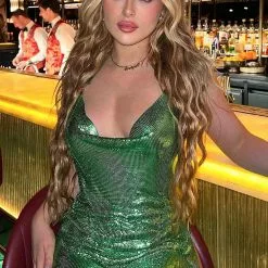 Fashion Nova That's All Me Chainmail Mini Dress - Lime