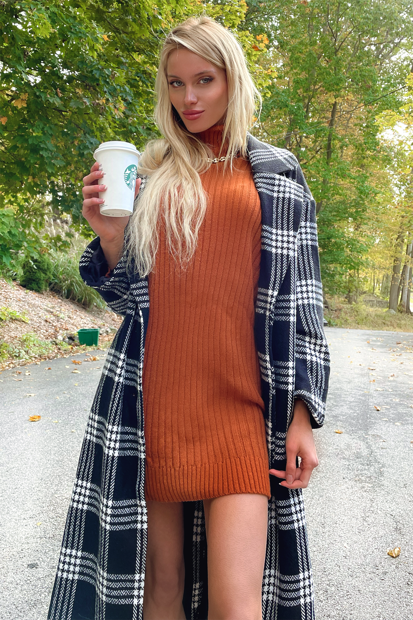 Fashion Nova Too Cozy Turtle Neck Sweater Dress - Cognac 3 Fashion Nova Too Cozy Turtle Neck Sweater Dress - Cognac