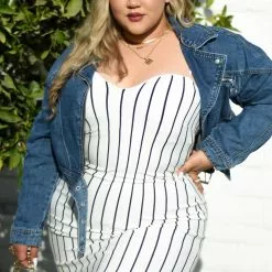 Fashion Nova Twerkin' And Workin' Stripe Dress - White -Fashion Nova Dresses Shop Twerkin AndWorkin StripeDress White MER PLUS